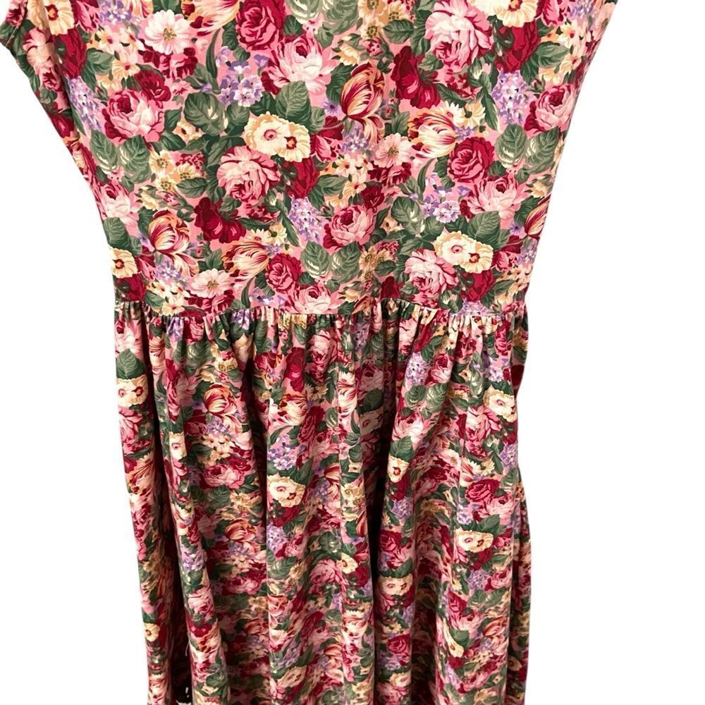 Vintage Three Blind Mice Floral Sleeveless Dress with Lace Collar in Size 14 - Picture 7 of 10